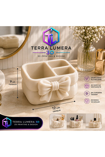 TERRA LUMERA 3D Fiyonk Detaylı Masaüstü Organizer – Makyaj & Kozmetik Düzenle...