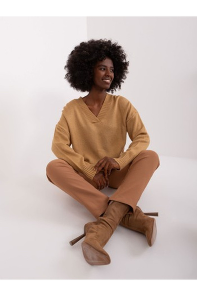BADU Pulover Dama, BADU, Acril, Maneca lunga, Camel, model BA-SW-0577.02P