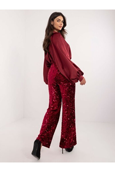 Italy Moda Pantaloni Dama, ITALY MODA, Poliester, Aplicatii, Bordo, model MI-...
