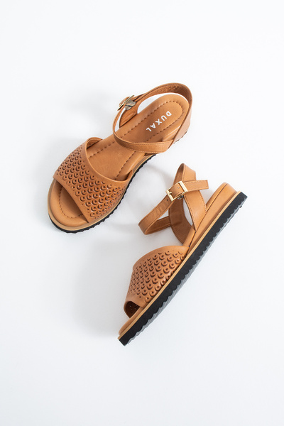 DUXAL SHOES Brody Women's Genuine Leather Laser Cut Casual Sandals
