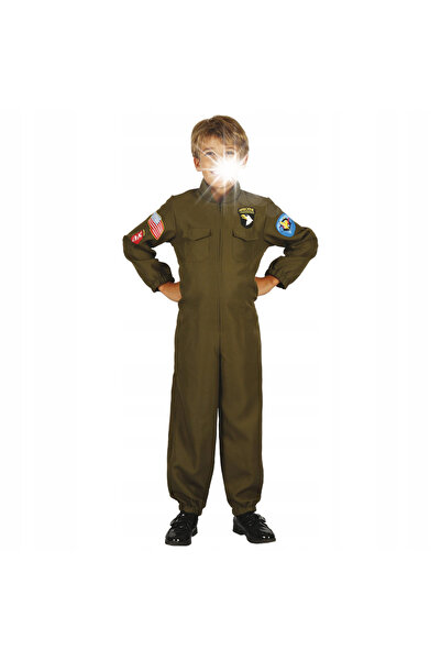 MADEJ Costum de carnaval pilot militar, mărimea S 110-120 cm, deghizare bal