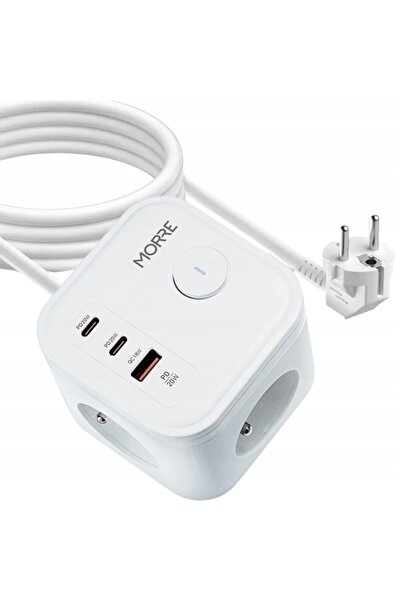 ddoo Prelungitor cu încărcător USB PD QC, 3xAC, 2xUSB-C, 1xUSB, cu întrerupăt...