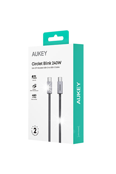 AUKEY Cablu de încărcare USB-C / USB-C 1,8m 240W 480Mbps OPLOT CB-DCC242