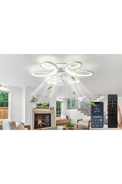 AjieQaQ Plafonieră LED reglabilă cu ventilator tip rotor, pilot și aplicație