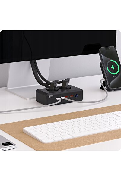 VOOMY Power S20-65W - Prelungitor (2x EU, USB-C, USB-A) 2m, Negru