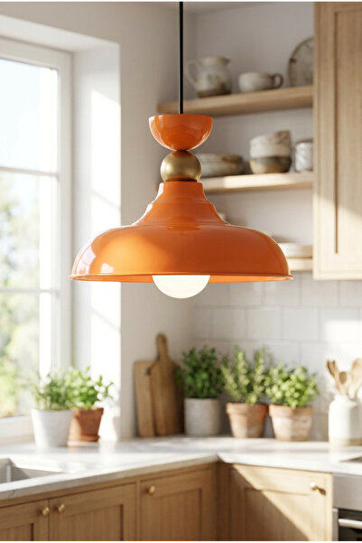 LUMINZO Rauze Bohem Metal Eskitme Aksesuar Turuncu Metal Sarkıt 35 Cm Avize Y...
