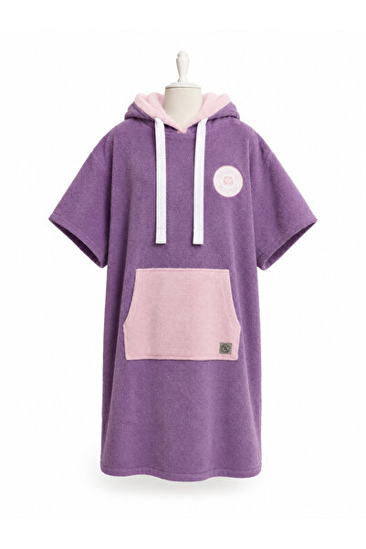 Asva Home Hooded Towel Poncho Lilac Unisex 100% Cotton Quick Drying Soft Text...