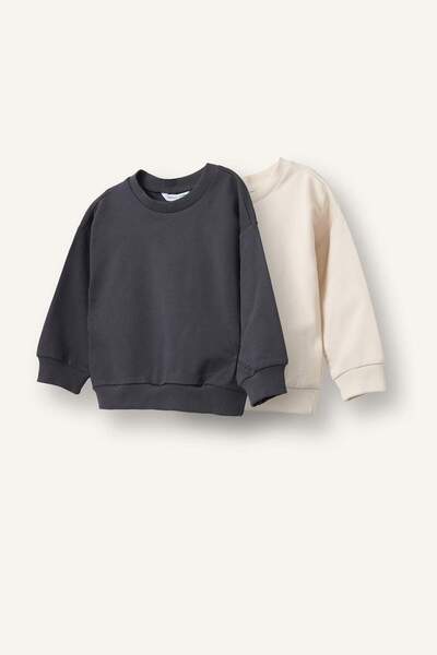 DeFacto Regular Fit Crew Neck Basic 2-Piece Sweatshirt Set for Baby Boy H8400...