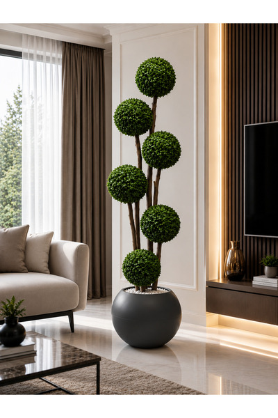 RUZGARCİCEK Rüzgar Yapay Çiçekçilik 6 lı UV Filtreli Şimşir Top