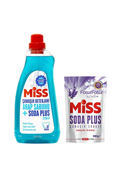 Miss Sıvı Çamaşır Deterjanı Arap Sabunu + Soda Etkili 1.5 lt ve Soda Plus 500...