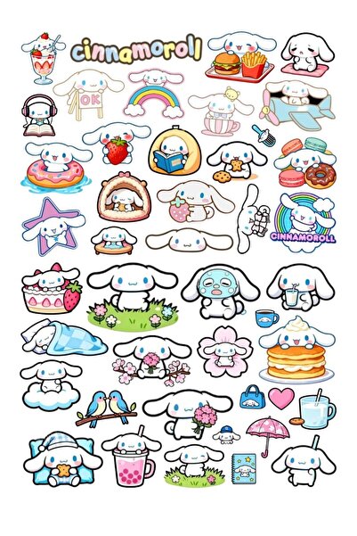 NEORA Cinnamoroll 43 Piece Sticker Set |   Decorative Sticker Pack