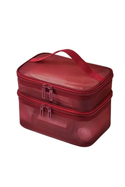 Choice14 wine red-2 layer 2/3 Layer Portable Transparent Mesh Travel Bag Larg...