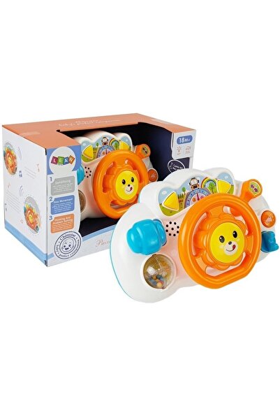LeanToys Volan educativ interactiv cu baterii pentru bebeluși, portocaliu