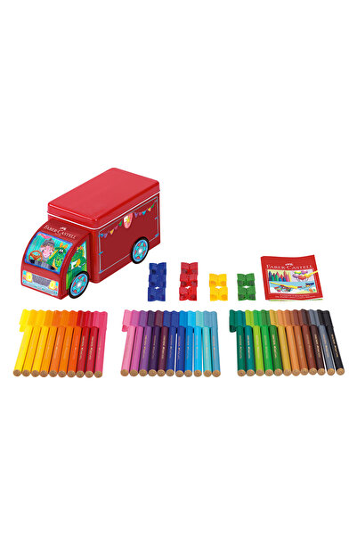Faber Castell Eğlenceli Keçeli Kalem, Kamyon,43'lü, Özel Metal Kutulu,Dayanık...