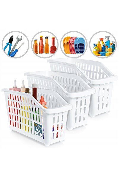 Vilde Coș de depozitare pe roți, organizator îngust, 13L x3