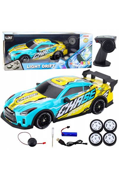 LeanToys Mașini sportive telecomandate RC, caroserie iluminată, drift, turcoaz