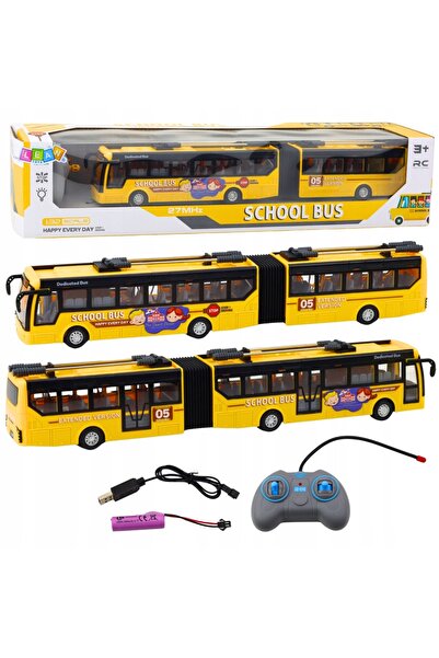 LeanToys Autobuz școlar Troleu articulat Telecomandat RC 1:32 Galben