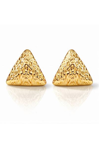 OEM Triangle Texture gold earrings, made of stainless steel, with geometric, ...