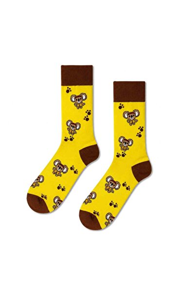 CARNAVAL SOCKS جوارب كوالا وباتي منقوشة باللون الأصفر والبني للجنسين