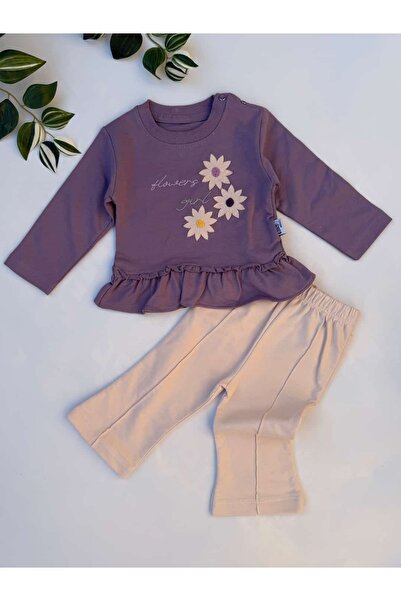KapsülBebek 2-Piece Baby Girl Floral Embroidered Set 100% Cotton