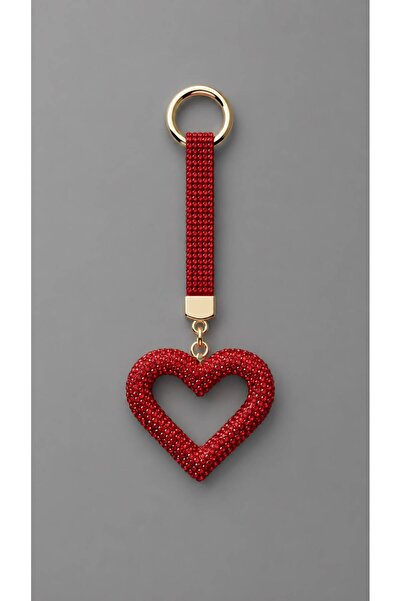 ValeriaBag Taşlı Kalp Figürlü Çanta Charmı Gold Halkalı Bag Charm Çanta Süsü