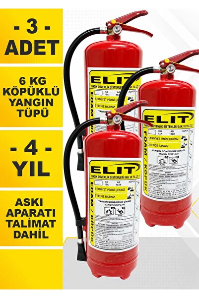 ELİT YANGIN VE GÜVENLİK SİSTEMLERİ Yangın Tüpü 6 Kg Köpüklü 3'lü Set Ruhsata ...