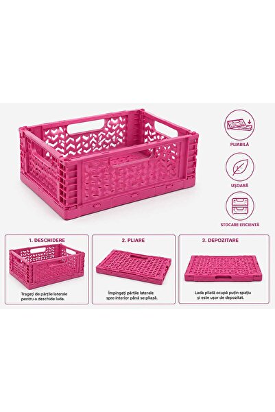 Home Foldable plastic box 22 x 15 cm – Pink