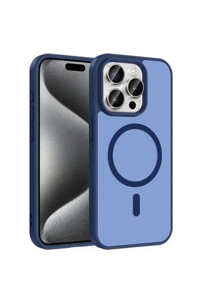 Microsonic Apple iPhone 15 Pro Compatible Case Magsmoke Neo Navy Blue