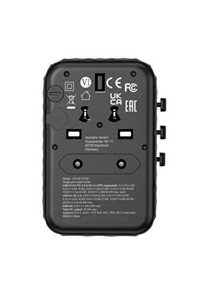 Verbatim Adaptor de călătorie UTA-05 2 x USB 2 x USB-C (Global)