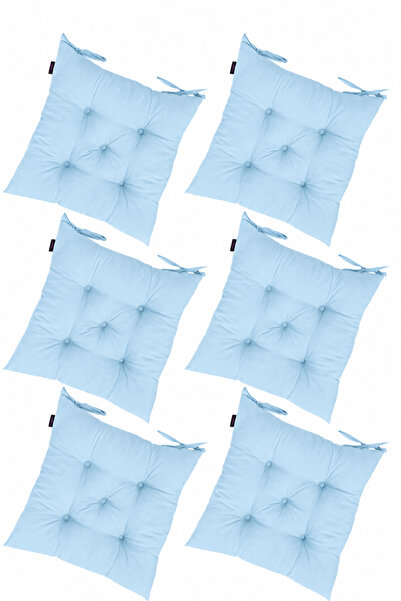 TicaretJet 6' Li Takım Mavi Pofidik Kare Sandalye Minderi 40x40cm
