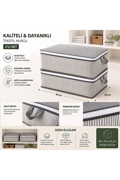 Pratic Home 2 Adet 65x45x22 cm Büyük Boy Baza Altı Hurç