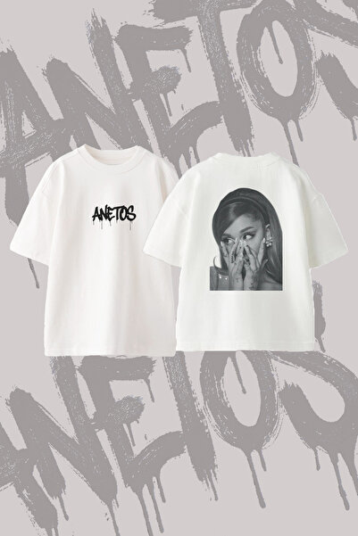 Anetos Ariana Grande_133 Design Back Printed Cotton White Oversize T-Shirt