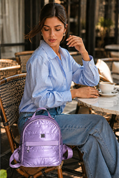 Moda Lime Lilac Women's Parachute Fabric Lightweight Daily Backpack Multi-Com...