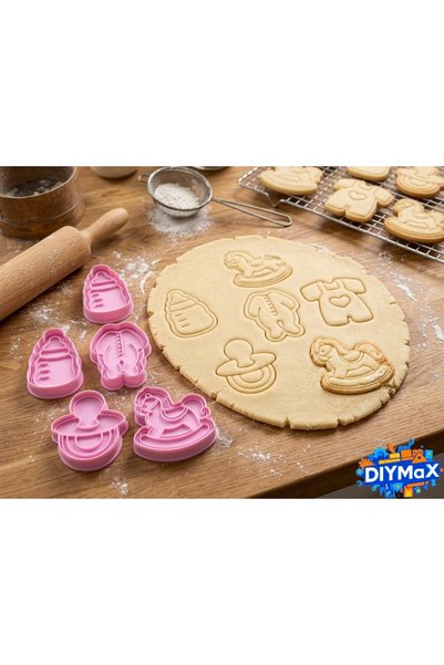 DIYMaX Baby Shower Cookie Mold Figured Sugar Paste Cutter 5 Piece Set