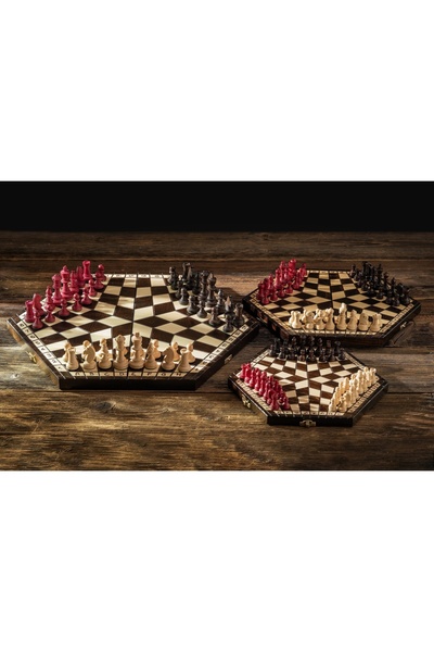Sunrise Chess & Games Set de șah pentru trei jucători – MARE