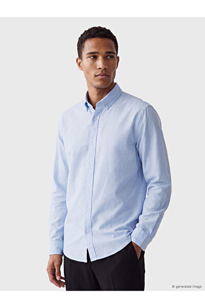 LC Waikiki Nevavm Regular Fit Linen Blend Men's Shirt with Difference