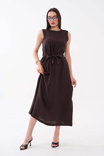 DazzUp Women's Sleeveless Belted Dress