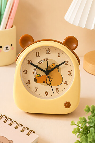 UĞURDAN Kapibara Çalar Saat Masa Saati Sessiz Analog Alarm Saati Dekoratif Ço...