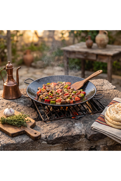 Veraura Lifestyle صينية طهي مطلية بالمينا - بمقبض - مقلاة تقليدية للطهي
