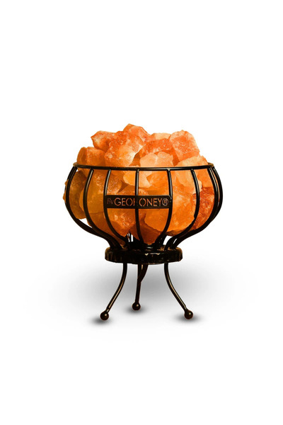Geohoney Himalayan Salt Lamp with Iron or Wooden Basket