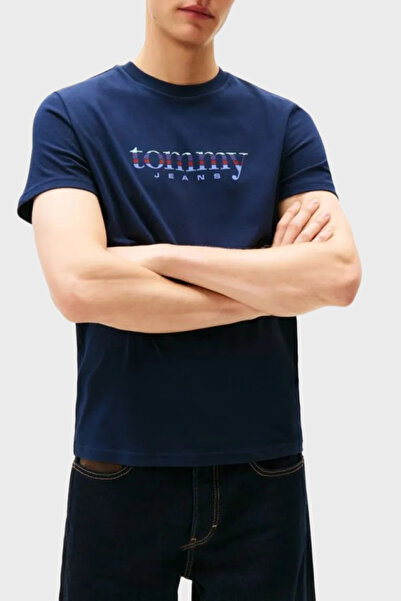 Tommy Jeans Logolu % 100 Pamuk Slim Fit Bisiklet Yaka T Shirt Erkek T SHİRT D...