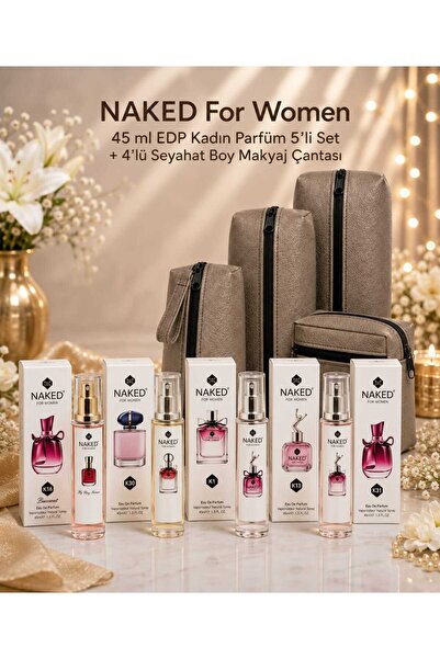 naked Za žene 45 ml EDP set ženskih parfema od 5 komada + putna torbica za šm...