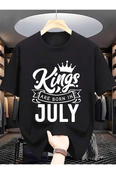 799 Men Royal Blue Kings Graphic T-Shirt Short Sleeve Round Neck Summer Tee W...