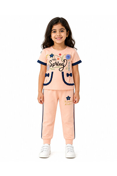 Generic Girls' Set of T-Shirt and Trousers with Butterfly Details