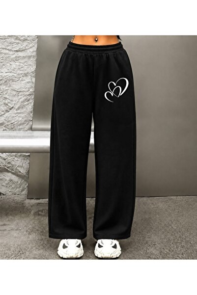 ZAVIXO Women's 100% Cotton Wide-Leg Sweatpants – Cat Print Casual Daily Trousers
