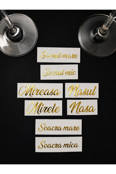 Cratoo Set 8 Stickere pentru Pahare Nunta: Mirele, Mireasa, Nasul, Nasa si So...