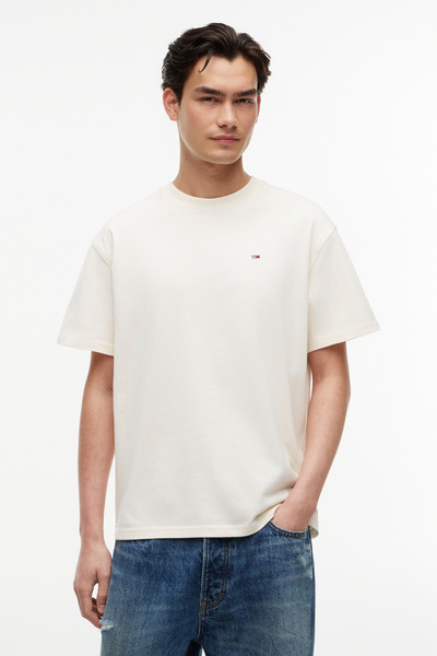 Tommy Hilfiger Tjm Rlx Sflag Ss Men's Cream T-Shirt