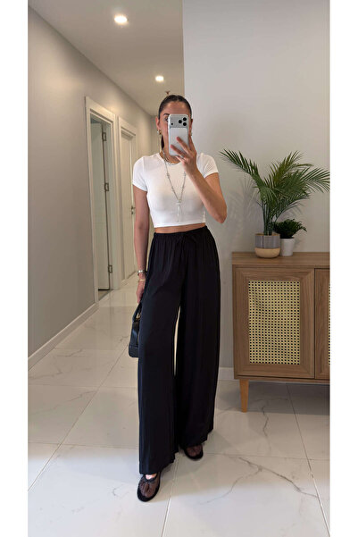 BİRCANÇİL Riva Black Waist Tie Pants