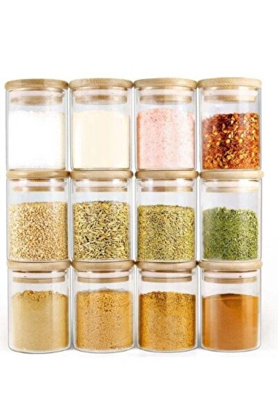 Generic 12pcs Glass Jars with Wooden Lid Set | Bamboo Lids, Stackable Design,...