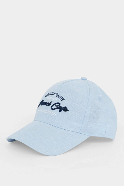 DeFacto D7992Axbe106 Blue Embroidered Woven Cap Hat